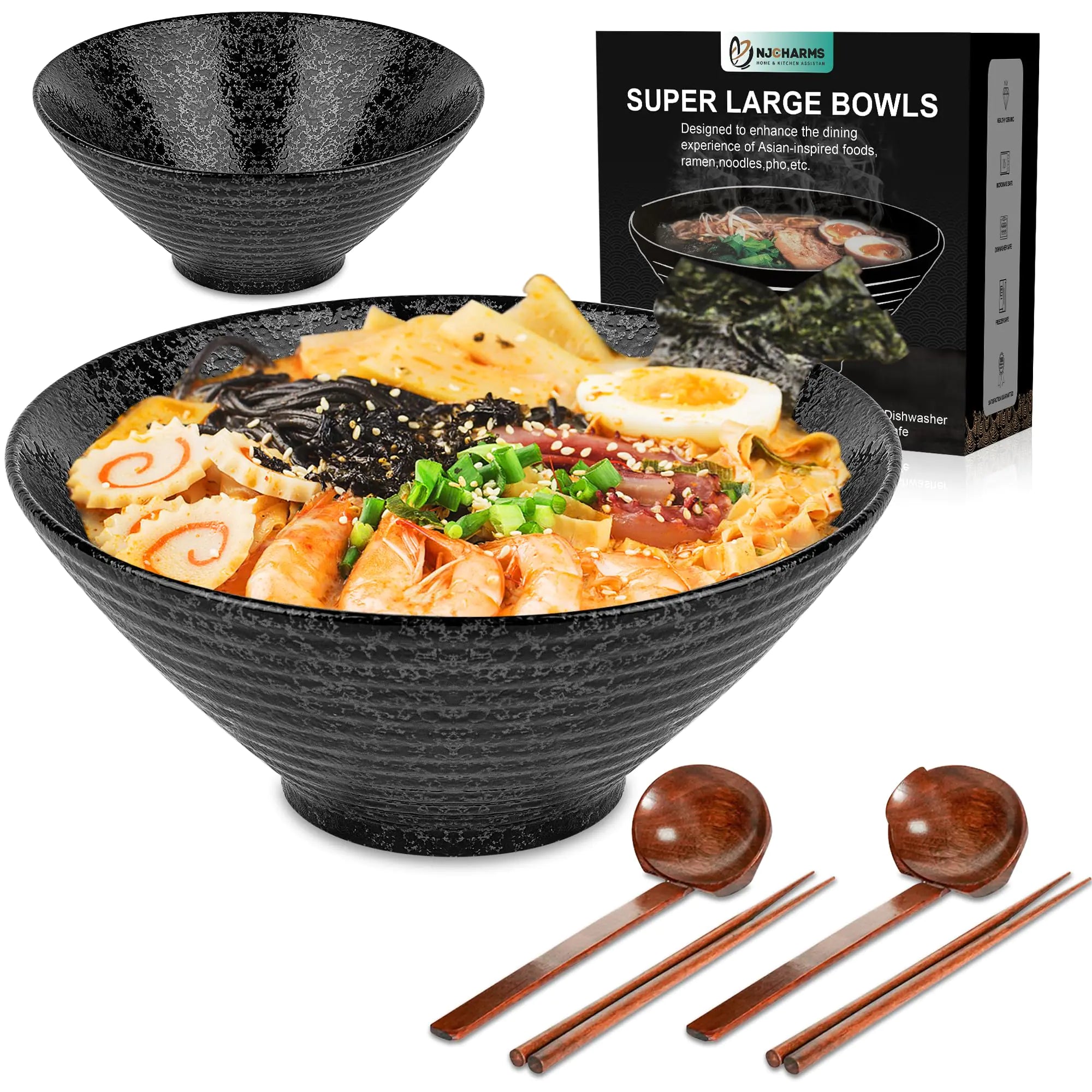 NJCHARMS Ceramic Ramen Bowl Set